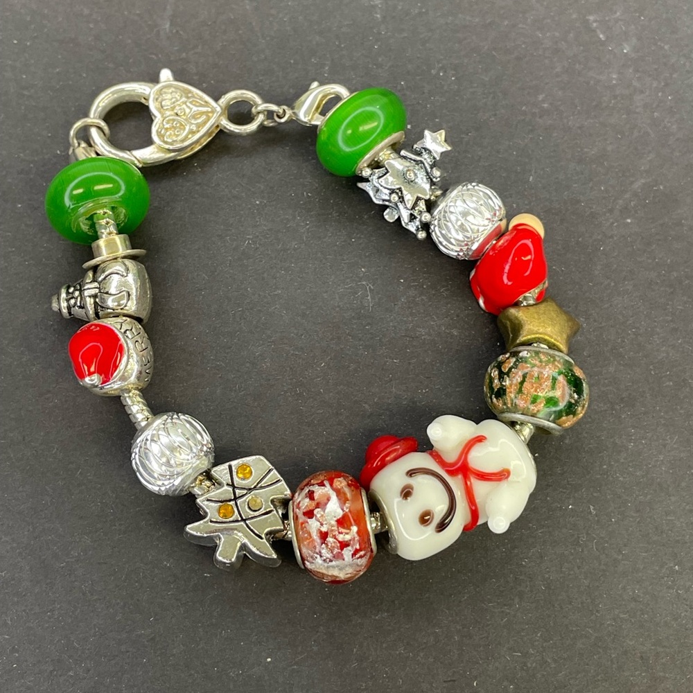 Pandora 925 Silver Charm Bracelet 13 Christmas Charms